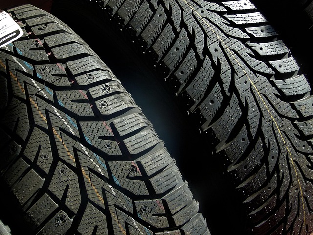 Close-up of durable tire treads on a heavy commercial vehicle, indicating long-lasting performance.